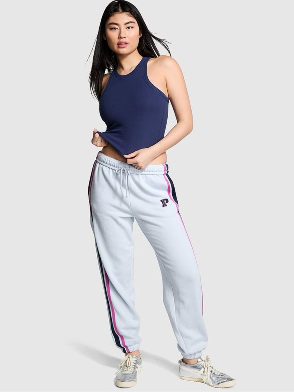 Victoria's Secret PINK Hydrangea Blue Cuffed Fleece Jogger size XS NWT